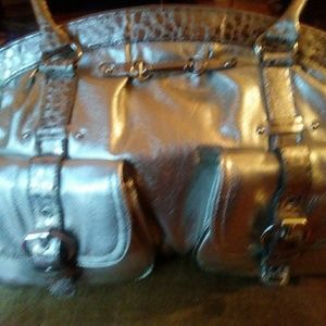Silver /bronze and gold satchel handbag